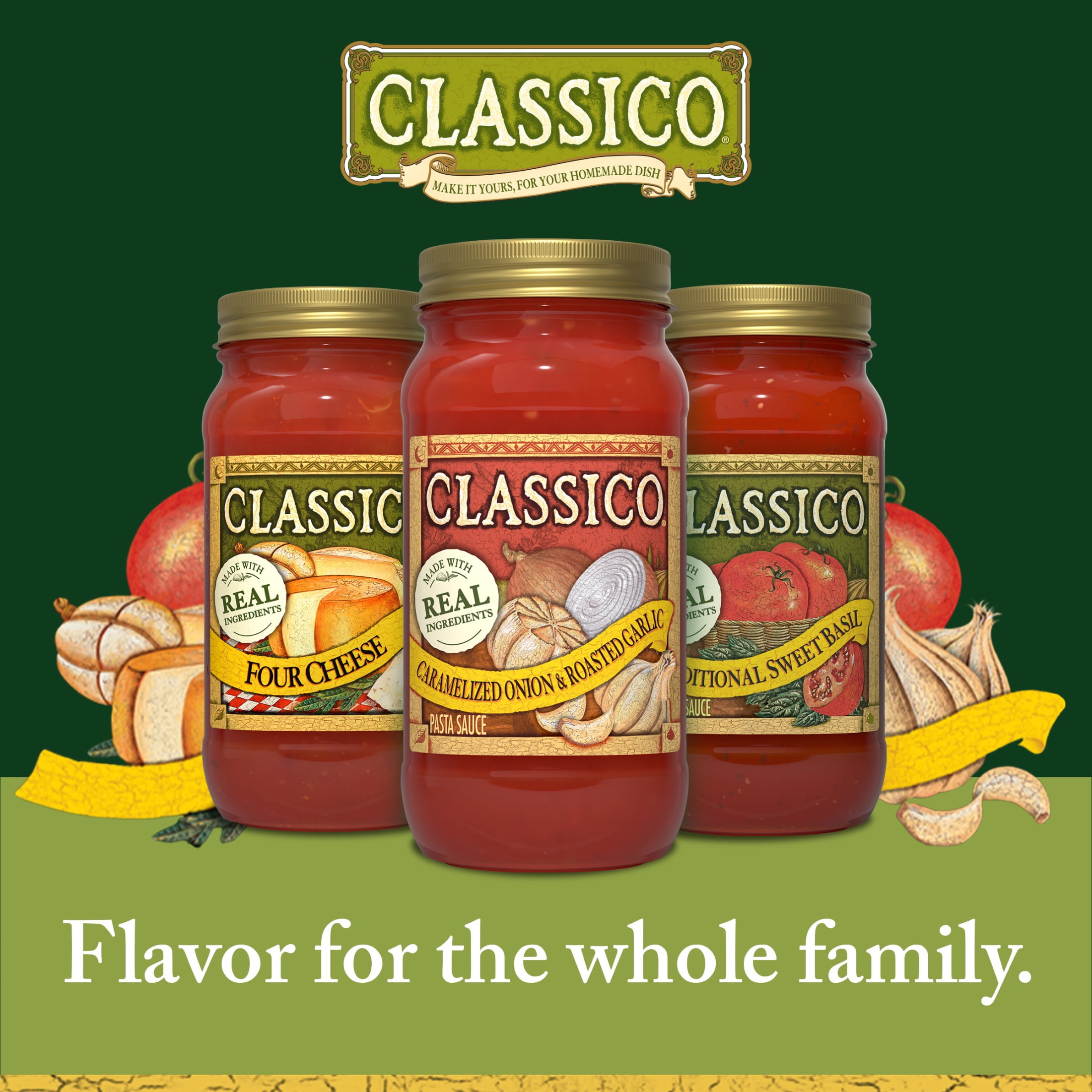 Classico Caramelized Onion & Roasted Garlic Pasta Sauce, 24 oz Jar