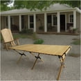 thumbnail image 3 of COSMOS Natural Solid Wood Folding Table for Indoor Outdoor Use, Portable Roll-Up Camping Dining Table with X-Brace Design, 3 of 8