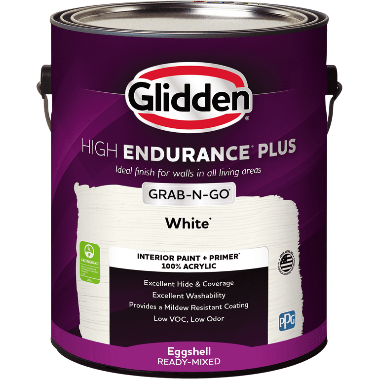 Glidden High Endurance Plus Grab-N-Go Eggshell Interior Paint & Primer, White, 1 Gallon Glidden High Endurance Plus Grab-N-Go Eggshell Interior Paint & Primer, White, 1 Gallon
