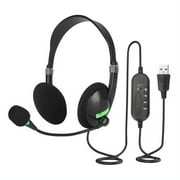 Aochakimg USB Headset with Microphone Noise Cancelling & Mic Mute Volume Control, Computer Headphone for Call Center Office Business PC Calls Teams Skype, Clearer Voice, Light andComfort