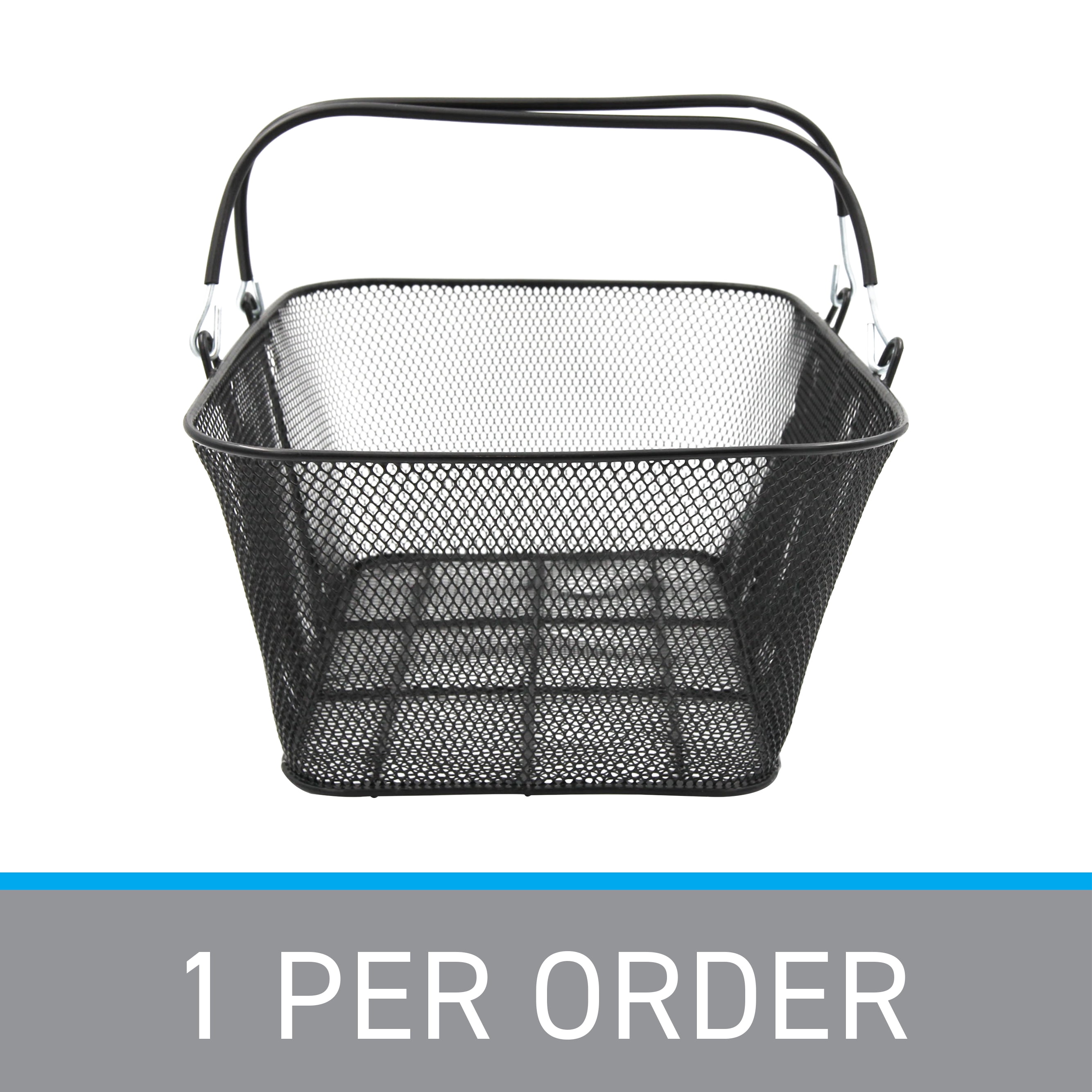 SSWBasics Black Metal Shopping Basket with Handles - 17”W x 12”D x 7”H - Durable and