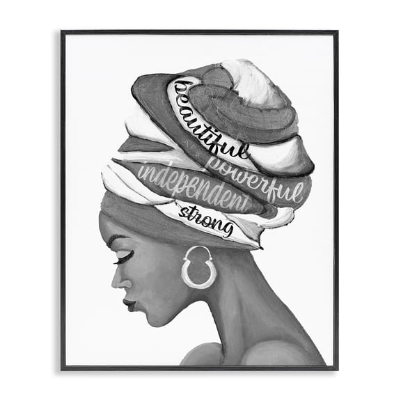 Stupell Industries Victorian Beautiful Powerful Independent Phrases Woman with Headwrap Black Framed Giclee Art, 11 x 14, by Gina Ritter
