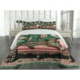 thumbnail image 2 of Ambesonne Leopard Quilted Coverlet 3 Pcs, Monsteras Wild Cat Lounge, Queen Size, Pink and Jade Green, 2 of 4