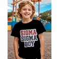 thumbnail image 1 of "SIGMA SIGMA" Graphic T-Shirt - Vibrant Cartoon Print, Casual Summer Tee, Lightweight Polyester, Short Sleeve, Perfect for Outdoor Play, Playful Teen Clothing | Vibrant Pattern Tee, 1 of 5