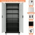thumbnail image 6 of Aobabo Metal Garage Storage Cabinet with Wheels, Rolling Tool Storage Cabinet with 5 Adjustable Shelves and Pegboard for Home Office Utility Room,Required Assembly,Black Silvery 71" H×32" W×16" D, 6 of 10