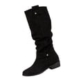 thumbnail image 3 of Willtoo Women's Vintage Faux Suede Mid Calf Boots, Round Toe Slouchy Ruched Riding Boots with Buckle, Side Zipper Low Heel Casual Shoes, 3 of 5
