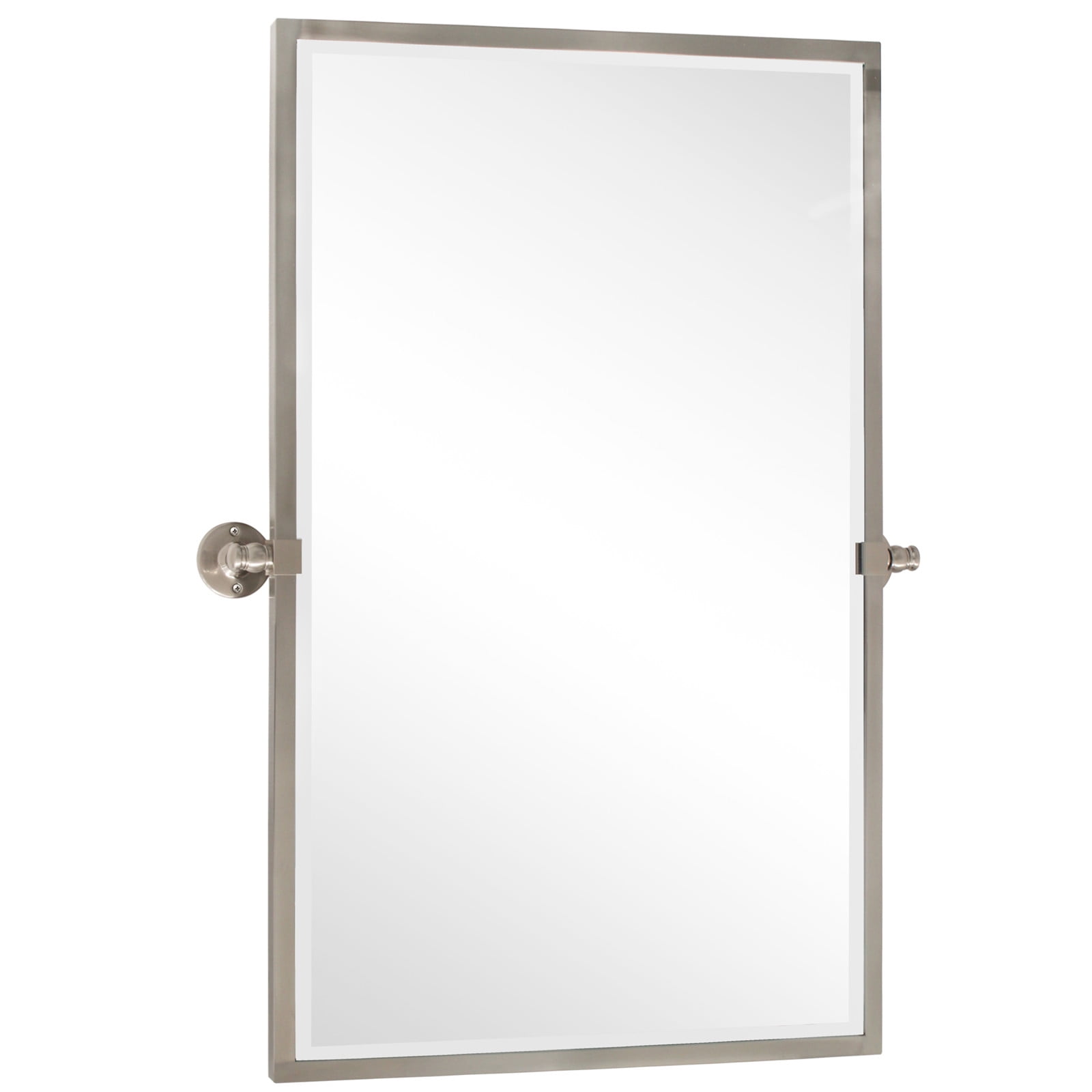TEHOME Brushed Nickel Metal Framed Pivot Rectangle Bathroom Mirror