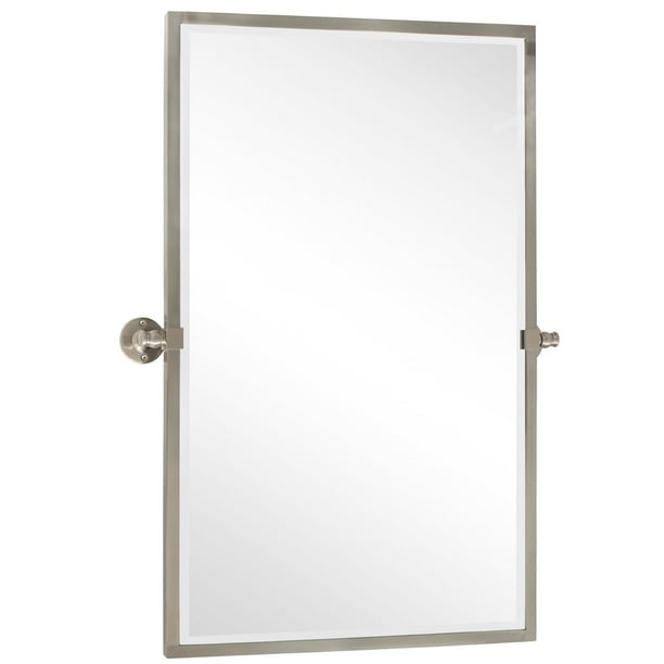 TEHOME Brushed Nickel Metal Framed Pivot Rectangle Bathroom Mirror