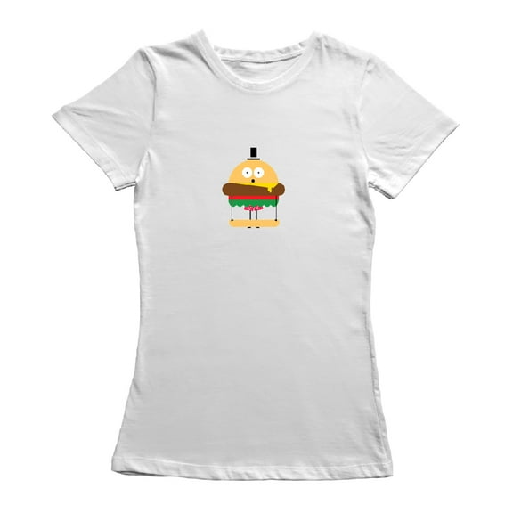 Funny Cartoon Burger Pants Graphic Women's T-shirt