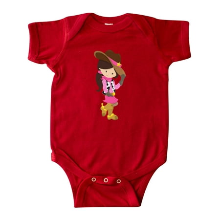 

Inktastic Cowboy Girl Girl With Cowboy Hat Brown Hair Gift Baby Girl Bodysuit