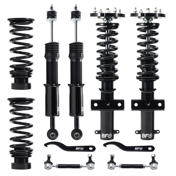 BFO Coilovers for Ford Mustang 2005-2014 GT S-197, Height Adjustable Coilovers Suspension Kit, Preset Damping Shock Absorber Struts, Lowering Kit Black