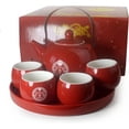 thumbnail image 2 of Fiesta Chinese Tea Gift Set 1 TeaPot 4 Cups Porcelain Pot Cups Tray for Ceremony Wedding Party Home Decor, 2 of 5
