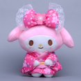 thumbnail image 1 of Muñeco de peluche de dibujos animados de Sanrio, kimono de flor de cerezo japonés, Kuromi, MyMelody, Cinnamoroll, bolso con abalorios, regalo de corazón para niña, 1 of 4