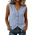 thumbnail image 2 of Noric Women's Tank Tops V Neck Gingham Button Down Summer Casual Relaxed Fit with Pocket Trendy 2026, 2 of 8
