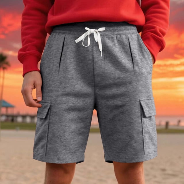 Ceisia Men's Spring Summer Fitness Shorts - Drawstring Gift Frenulum Multiple Pockets Breathable Running Five-Point Pants