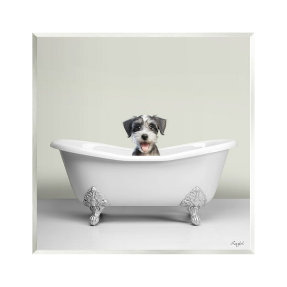 Stupell Industries Pastel Puppy in Bathtub Animals & Insects Painting Unframed Art Print Wall Art, 12 x 12