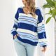 thumbnail image 5 of Gibobby Suéteres mujer, Suéter de punto acanalado para mujer, estilo informal, de otoño, de manga larga, con cuello en V, para otoño(Azul,G), 5 of 5