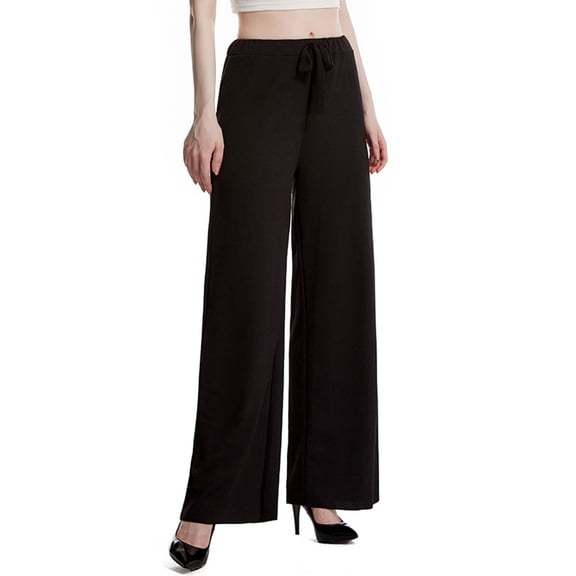 ClodeEU Women Drawstring Waist Wide Leg Pants,Casual Loose Cozy High Waist Comfy Lounge Pants with Pockets Black,Womens Plus XL