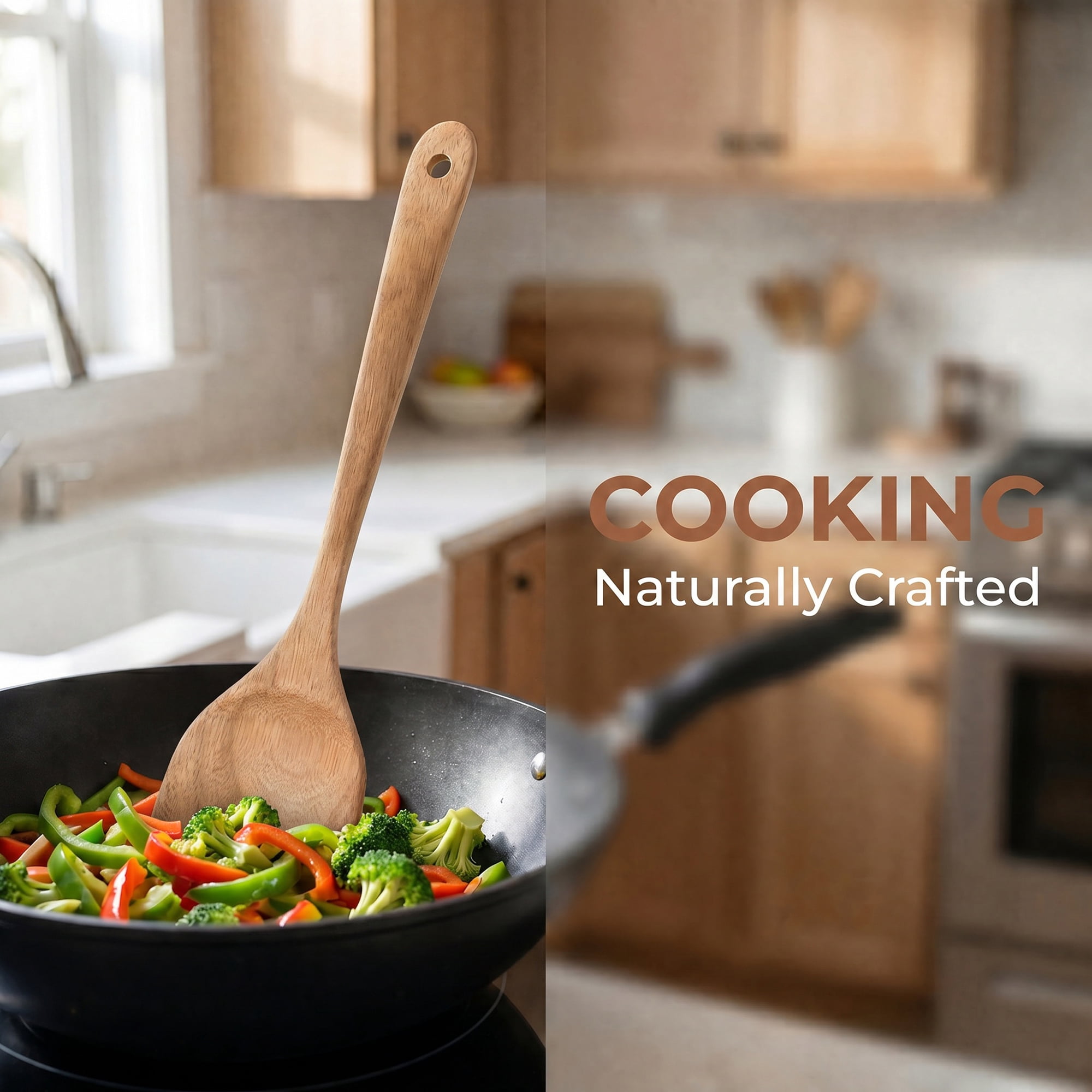Unique Bargains 7 Pcs Useful Wood Kitchen Utensil Essential Gadgets Set Brown D