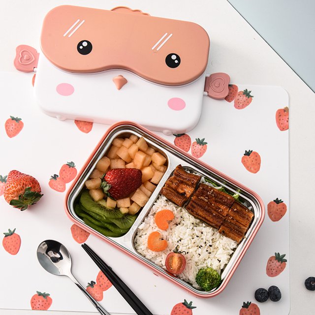 Fiambrera Bento para niños de escuela, fiambrera Rectangular de plástico a prueba de fugas, contenedor de alimentos portátil para microondas, fiambrera para niños LingWen 8390615261494
