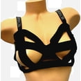thumbnail image 2 of Victoria's Secret Very Sexy Bling Shine Rhinestone Logo Luxe Black Strappy Unlined Balconet Bra Cup Size 34DDD NWT, 2 of 4