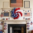 thumbnail image 5 of 4th of July Patriotic Wreath for Front Door– 15.75 inch 250th Anniversary American Flag Theme Red White Blue Handmade Flower Shaped Wreath,Memorial Day Independence Day Hanging Decoration, 5 of 6