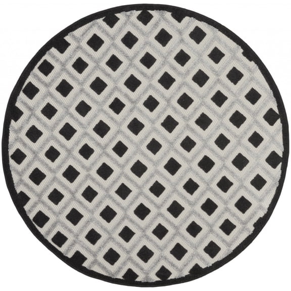 5â€™ Round Black White Gray Indoor Outdoor Area Rug