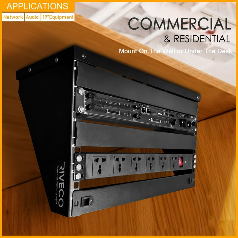 RIVECO 6U Wall Mount Rack for Network| Reinforced Heavy Load 66-99 lbs Small Server Racks Vertical & Horizontal Mounting for 19 Inches It & Studio