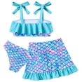 thumbnail image 3 of Lanbubble Girls Tankini Swimsuit Set 3 Piece Bathing Suits for Toddler Summer Beach Swimwear Size 5-6 Years, 3 of 9