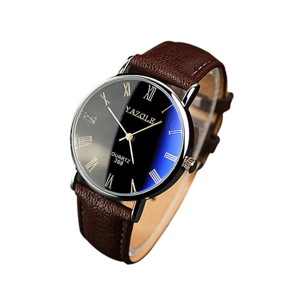 Mens Watches Fashion Luxury Faux Leather Mens Quartz Analog Watch Watches