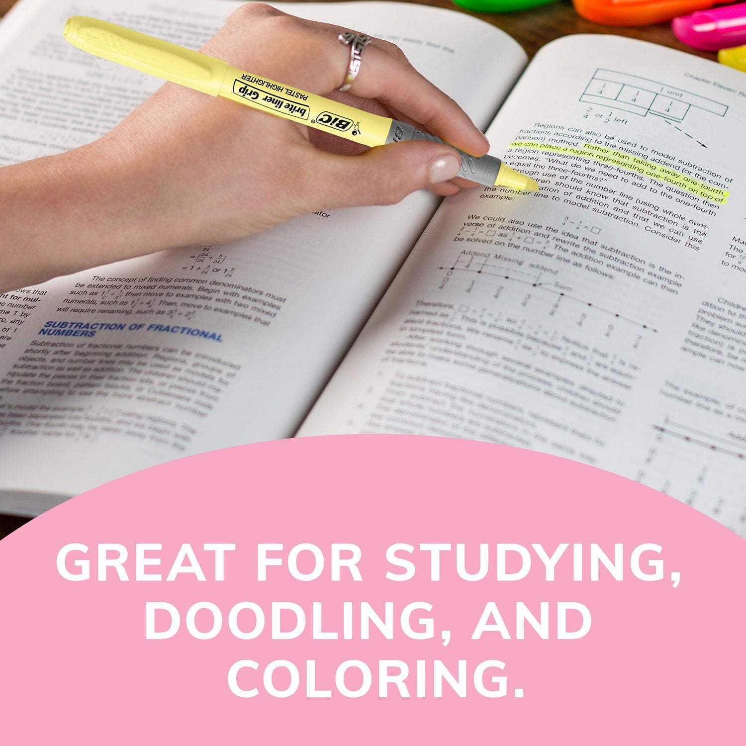 Ensemble de surligneurs pastel grip BIC Brite Liner, pointe biseaute, bote de 12 surligneurs pastel de couleurs assorties, jolis surligneurs pour la rdaction de carnets, la prise de notes, etc.