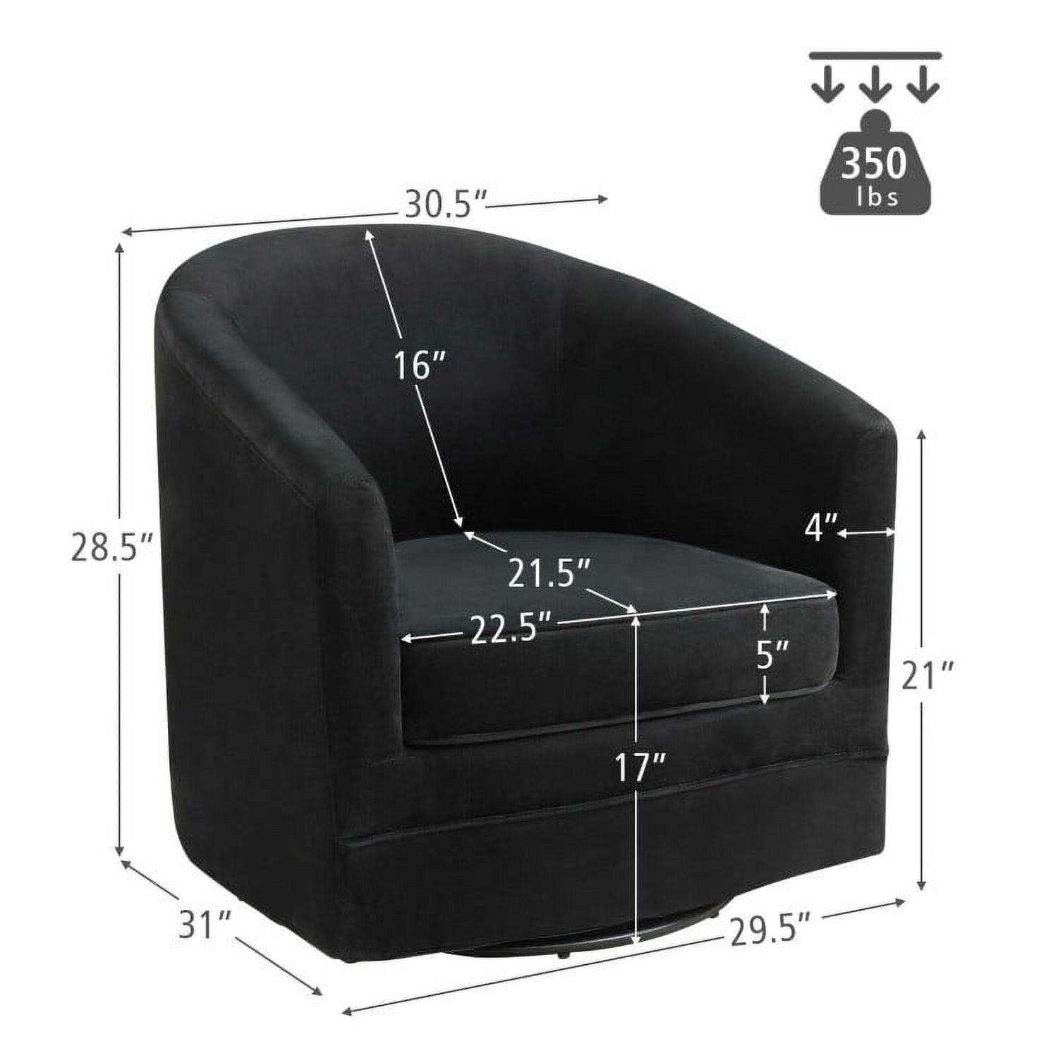 Demi Bonn Modern Assembly Accent Chair, Assembly Accent Chair with 360-Degree Swivel Metal Base, for Living Room, Bedroom, Black