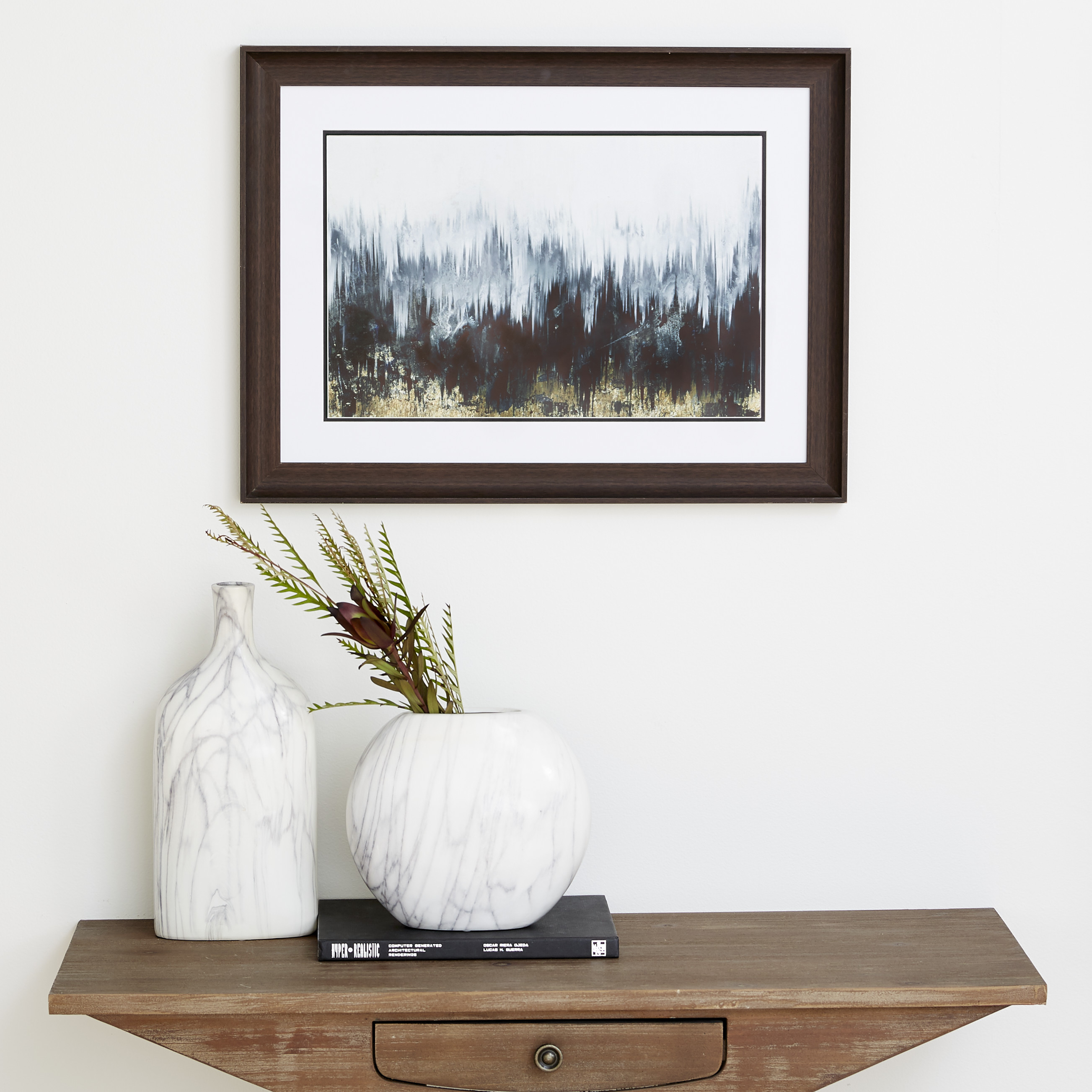 Decmode Black and White Abstract Landscape Painting