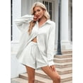 thumbnail image 5 of Pink Queen 2026 Spring 2 Piece Womens Outfit Sets Long Sleeve Shorts Lounge Sets Pajamas Sets Summer, 5 of 8