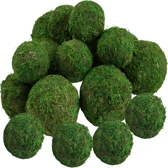 XIBUFE 18 Pack Decorative Faux Dried Moss Balls-6Pcs 3.1"Artificial Green Plant Mossy Globes 12Pcs 2.2"Handmade Sphere Moss Gift for Home Dough Bowl Vase Party Wedding Display