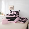 thumbnail image 5 of Feelyou Pink Initial B Letter Bedding Comforter Set 7 Pieces, Princess Cartoon Ribbon Full Bedding Set, Fashion Buffalo Bowknot Reversible Fitted Sheet Flat Sheet, Ultra Soft Bedroom Decor, 5 of 7