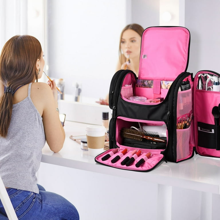 Byootique Rolling Makeup Train Case w/ Backpack Travel Barber