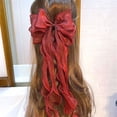 thumbnail image 5 of Bmisegm Headwear for Girls Elegant Triple Layer Bow Flowing Ribbon Bridal Hair Clip for Wedding Occasions Headbands _001, 5 of 6