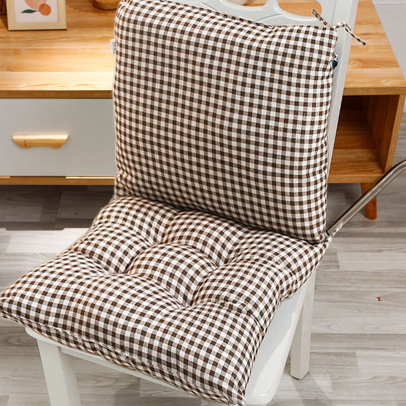 potrochi Outdoor Chair Cushion, Indoor/Outdoor Solid Back 1 Piece Square Corner Chair Cushion with Ties, Deep Seat, Weather, and Fade Resistant, Chair Cushions for Dining Chairs