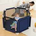 thumbnail image 5 of Baby Playpen, Travel Baby Playards, Baby Play Yard, 6Panels Portable Infant Play Game Area,Blue, 5 of 7