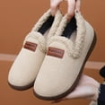 thumbnail image 5 of Beige Slip-On Fleece-Lined Flat Shoes For Women Round Toe Comfortable Indoor Outdoor House Shoes Perfect For Relaxing At Home And Quick Outings, 5 of 9