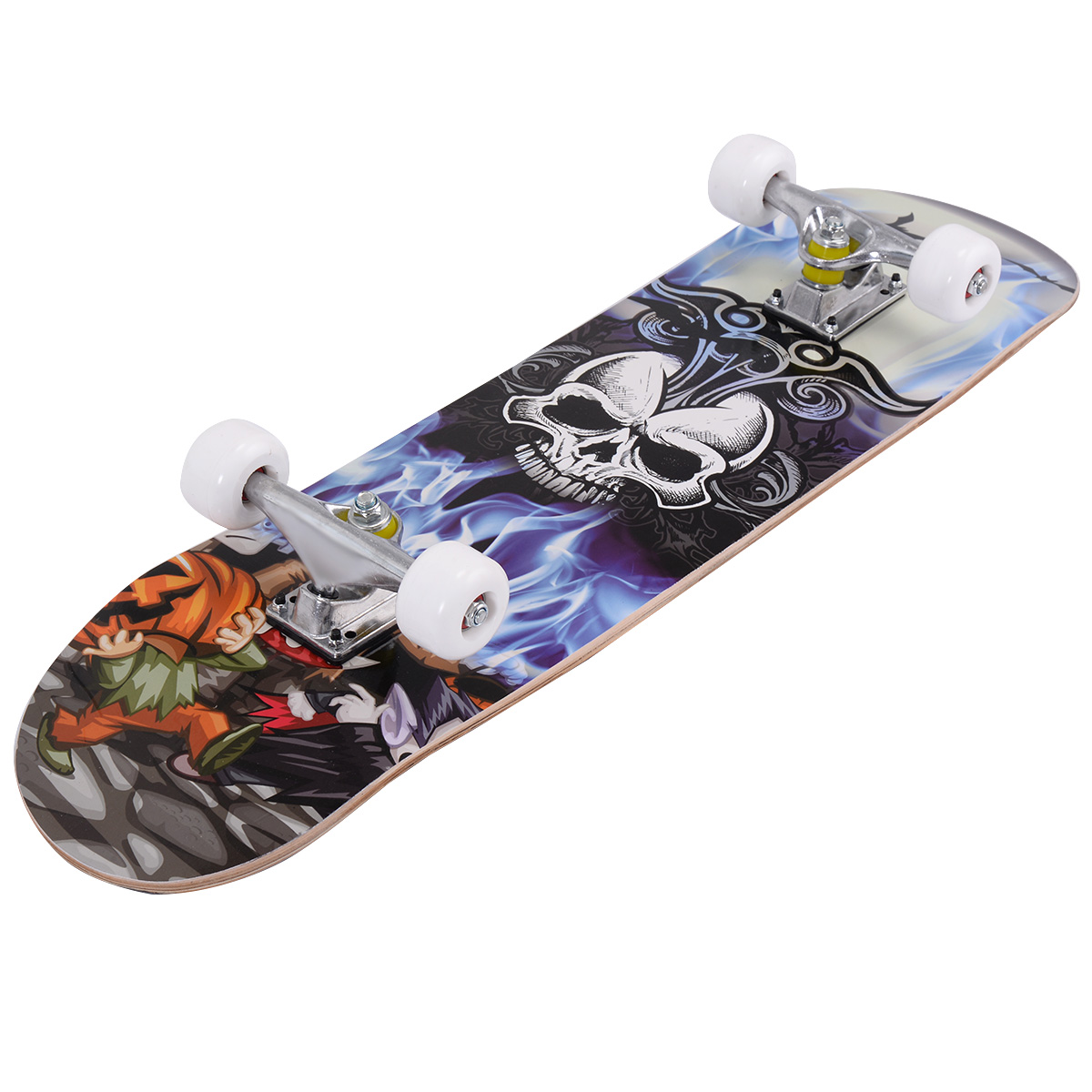 skateboard wooden deck wood cruiser longboard board retro fire skating skull trucks maple complete skater canada child