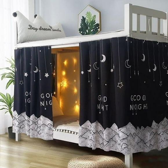 EIGTHTAIL 2 Pieces Upper/Bottom Bunk Bed Curtains Dorm Home Blackout Privacy Bed Cloth Curtain Shading Breathable Dustproof Bed Canopy with Rope and Buckles for Kids Teen Loft Bed Single
