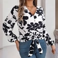 thumbnail image 6 of OBEEII Tops for Women Fall Winter Long Sleeve Casual Blouse Fashion Floral Shirts Trendy V Neck Button Down T Shirts, 6 of 7