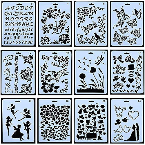 22 Pcs Plastic Drawing Stencils Painting Templates Set for Kids,DIY Scrapbook,Painting Craft,Bullet Journal 10.2 X 7.1 inch 