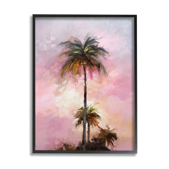 Stupell Industries Summer Sunset Palms Botanical & Floral Painting Black Framed Art Print Wall Art, 24 x 30