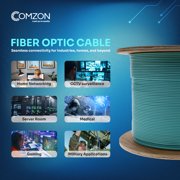 Comzon 500ft Armored 6 Strand OM3 Fiber Optic Cable, 10Gbit, Aqua, Riser-rated, Corning ClearCurve