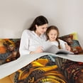 thumbnail image 4 of Castle Fairy Black Girls Twin Bedding 7-Piece,Geometric Block Pattern Style Bedding Comforter Set,Yellow Black Red,Grey Reversible, 4 of 7