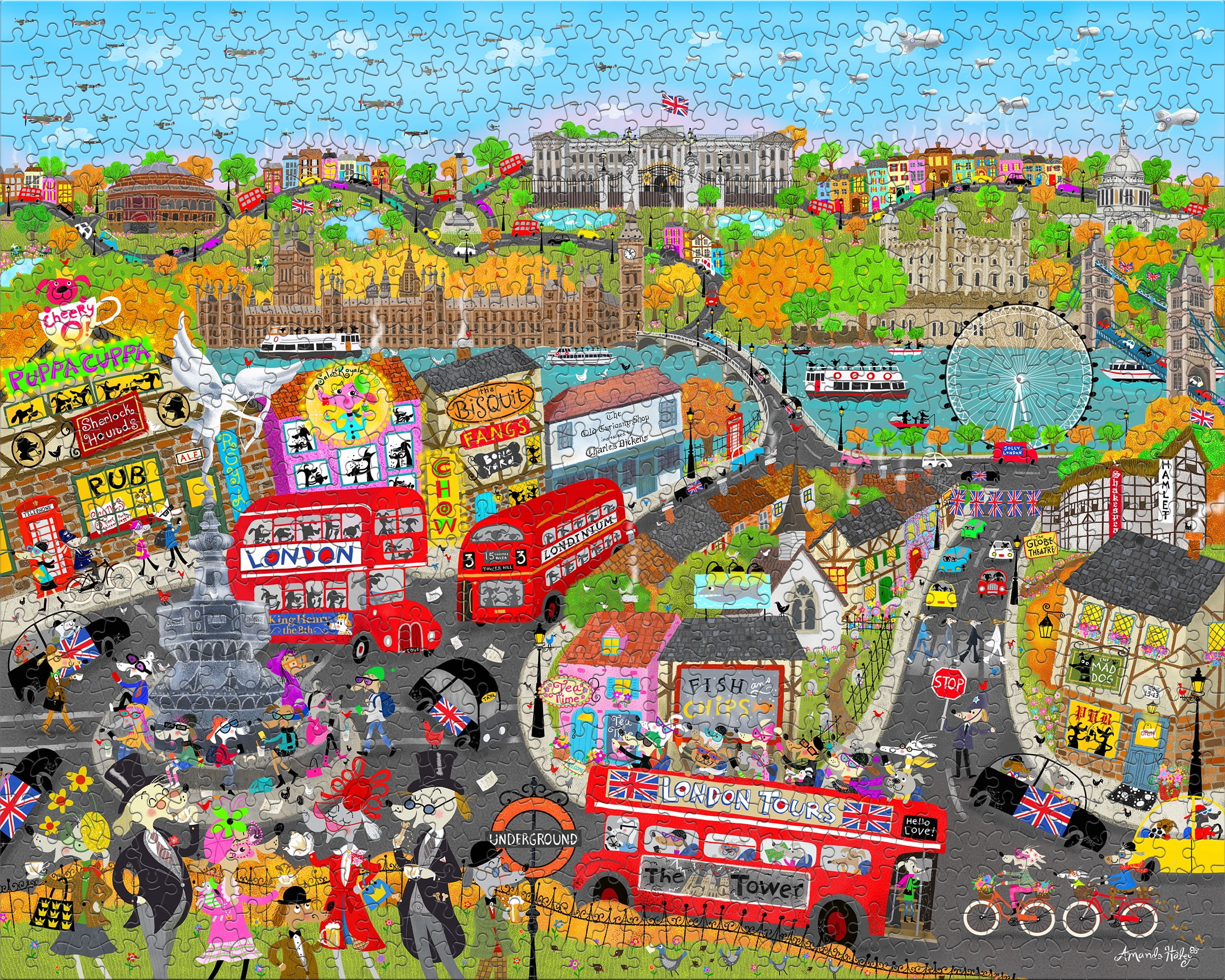 Ceaco 1000 Piece London Dogs (Amanda Haley) Interlocking Jigsaw Puzzle