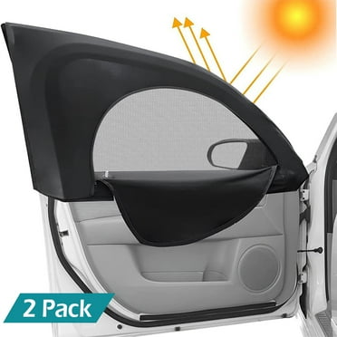IC ICLOVER 2Pcs Universal Car Side Window Sun Shade, Breathable Car Mesh Screen Cover Zipper Sunshade Fits All (95%) Cars Front Side Window